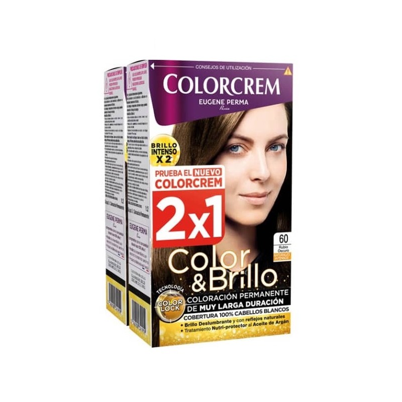 COLORCREM COLOR & BRILLO TINTE CAPILAR 60 RUBIO OSCURO x 2 UDS