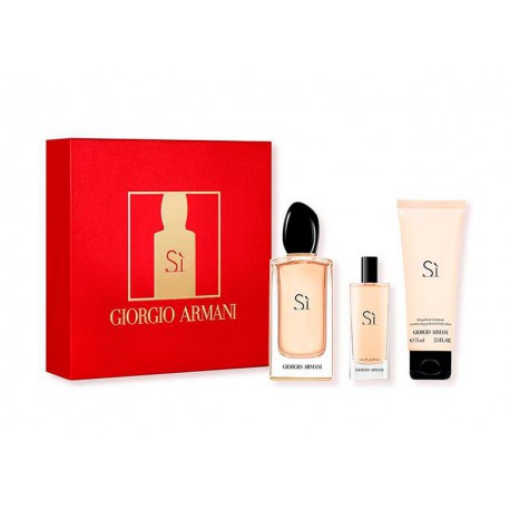 comprar perfumes online GIORGIO ARMANI SI EDP 100 ML + EDP 15 ML + BODY LOTION 75 ML SET REGALO mujer