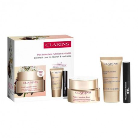 CLARINS NUTRI LUMIÉRE CREMA DÍA 50 ML + NUTRI LUMIERE NUIT 15 ML + MASCARA PESTAÑAS XXL 3.5 ML SET REGALO