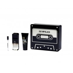 CAROLINA HERRERA 212 VIP BLACK EDP 100 ML + MINI 10 ML + SHOWER GEL 100 ML SET REGALO CAJA DAÑADA **