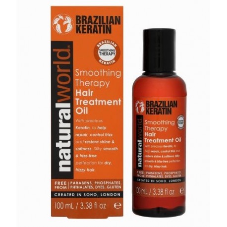 NATURAL WORLD BRAZILIAN KERATIN OIL SMOOTHING THERAPY HAIR TREATMENT OIL 100 ML