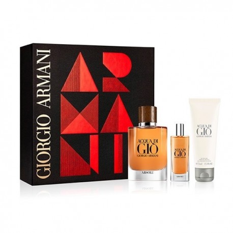 Comprar perfumes online set GIORGIO ARMANI ACQUA DI GIO ABSOLU EDP 75 ML + MINI 15 ML + GEL DE DUCHA 75 ML SET REGALO