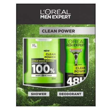 L'OREAL MEN EXPERT CLEAN POWER DESODORANTE 150ML + GEL 300ML