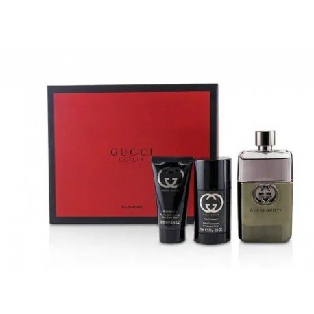 Comprar perfumes online set GUCCI GUILTY POUR HOMME EDT 90 ML + DESODORANTE 75ML + AFTER SHAVE 50ML SET REGALO