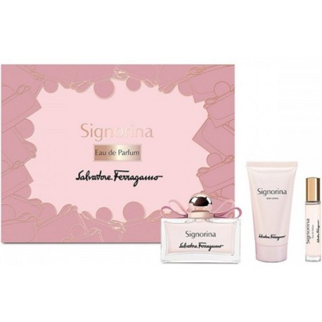 Comprar perfumes online set SALVATORE FERRAGAMO SIGNORINA EDP 100 ML + BODY LOTION 50ML + EDP 10ML SET REGALO