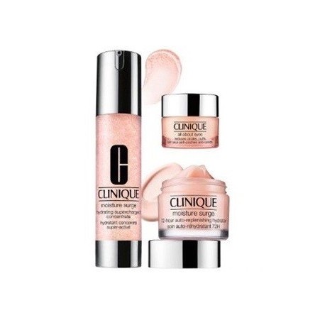 CLINIQUE MOISTURE SURGE AUTO-REPLENISHING-HYDRATOR 50ML+HYDRATING SUPERCHARGED 48ML+ALL ABOUT EYES 15ML SET REGALO
