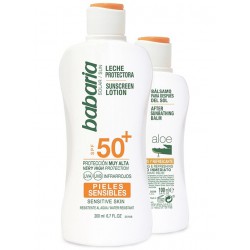 BABARIA LECHE PROTECTORA SOLAR PIELES SENSIBLES SPF50+ 200 ML + AFTER SUN ALOE 100ML