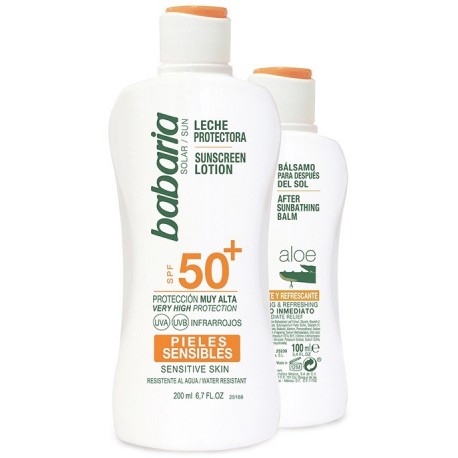 BABARIA LECHE PROTECTORA SOLAR SPF50+ 200ML+ AFTER SUN ALOE 100ML danaperfumerias.com/es/